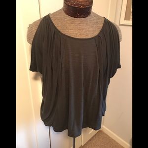American Eagle Outfitters Blackish Grey Cold Shoulder Fashion Blouse